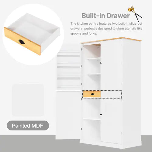 High-Capacity Freestanding Kitchen Pantry Cabinet - Welfel Home decor