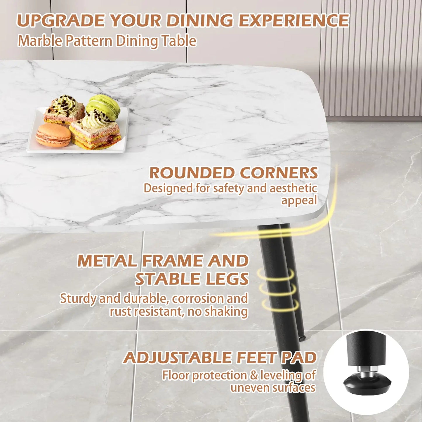 VFF Chic MDF Dining Table with Metal Support Home decor