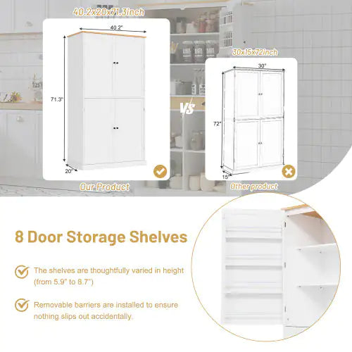 High-Capacity Freestanding Kitchen Pantry Cabinet - Welfel Home decor