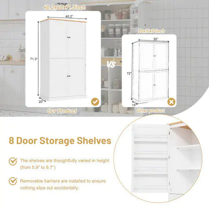High-Capacity Freestanding Kitchen Pantry Cabinet - Welfel Home decor