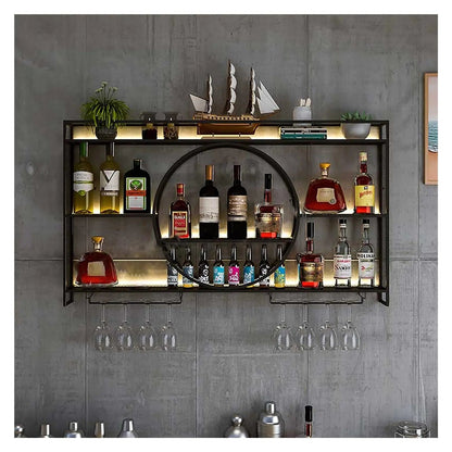 Illuminated 3-Tier Metal Wine Rack Home decor