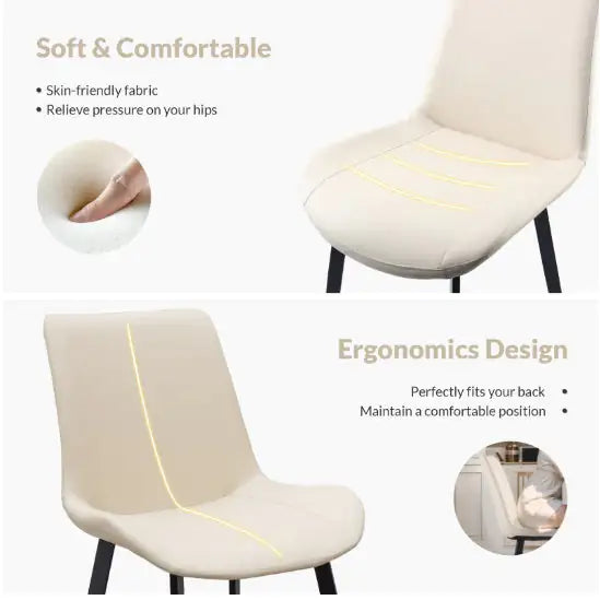 Beige Modern PU Leather Dining Chairs - Set of 4 Home decor