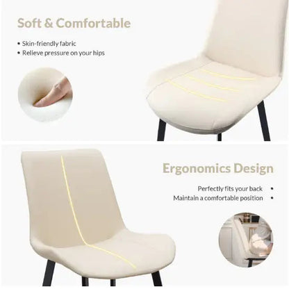 Beige Modern PU Leather Dining Chairs - Set of 4 Home decor
