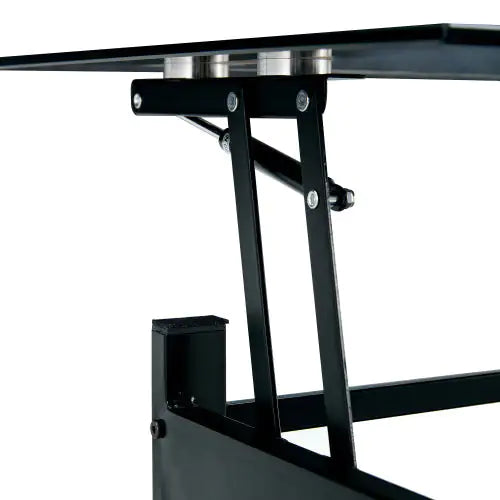 Elevate Black Glass Coffee Table with Dual Shelves Home decor