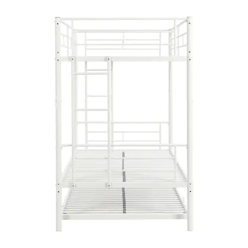 White Metal Twin Bunk Bed with Trundle