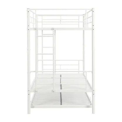 White Metal Twin Bunk Bed with Trundle