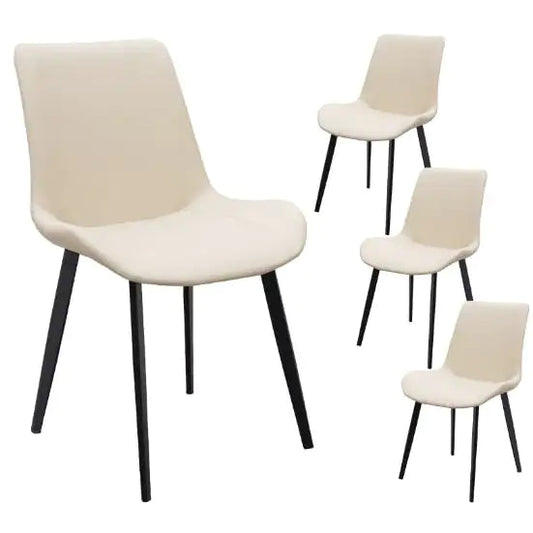 Beige Modern PU Leather Dining Chairs - Set of 4 Home decor