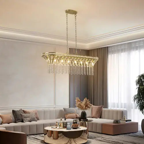 Champagne Gold Oval Crystal Chandelier Home decor