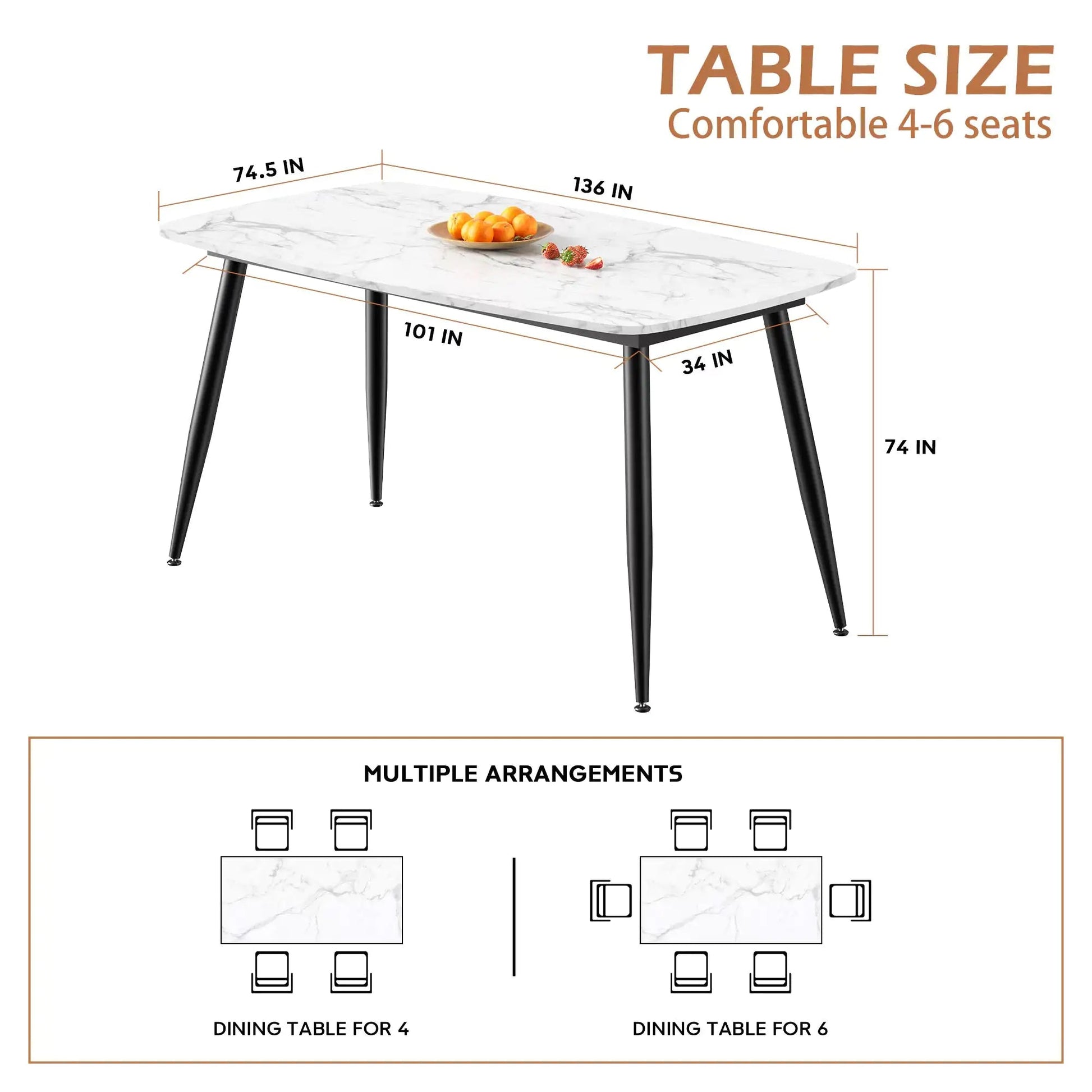 VFF Chic MDF Dining Table with Metal Support Home decor