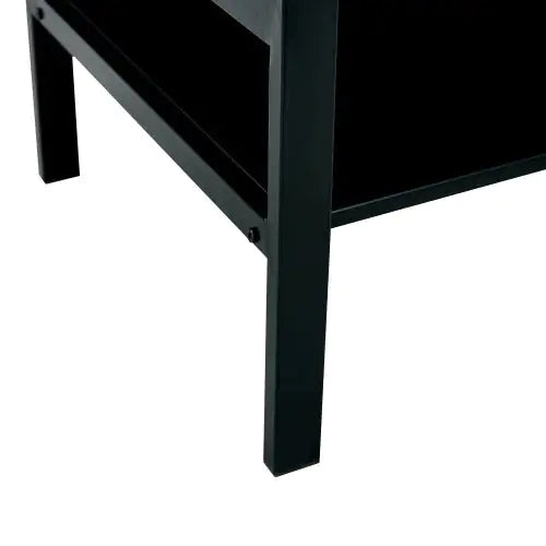 Elevate Black Glass Coffee Table with Dual Shelves Home decor