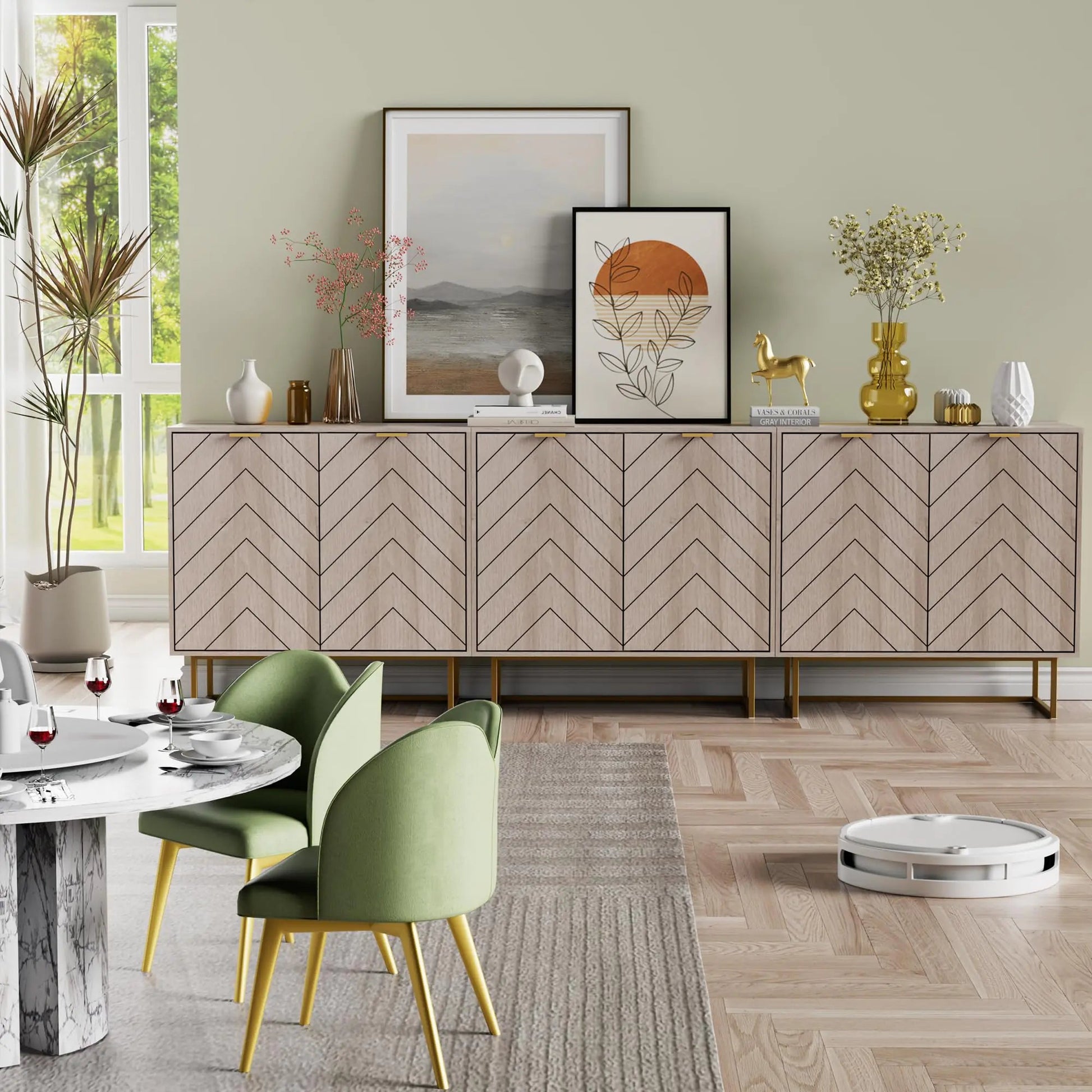 Scurrty Natural Sideboard Buffet Ensemble Home decor