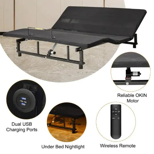 Queen Adjustable Bed Frame with Remote and USB Ports