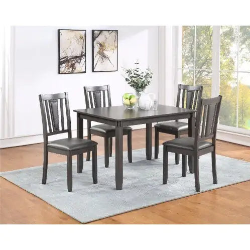 Grey Crafted 5pc Dining Set with Cushioned Chairs Home decor